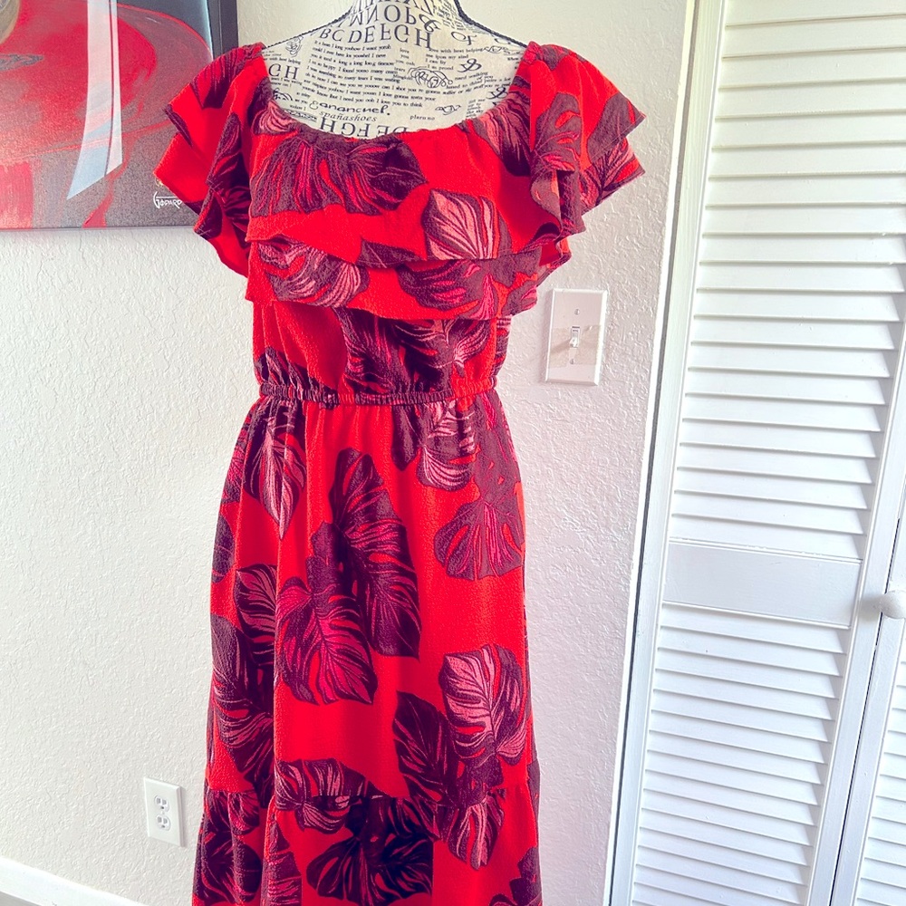 Preowned Sophia Vergara Maxi Floral Red dress size M
